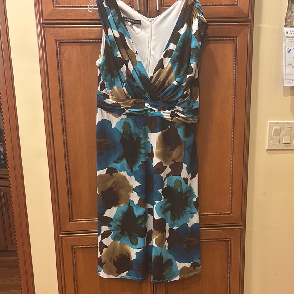 Jones Wear Blue and Brown Floral Dress